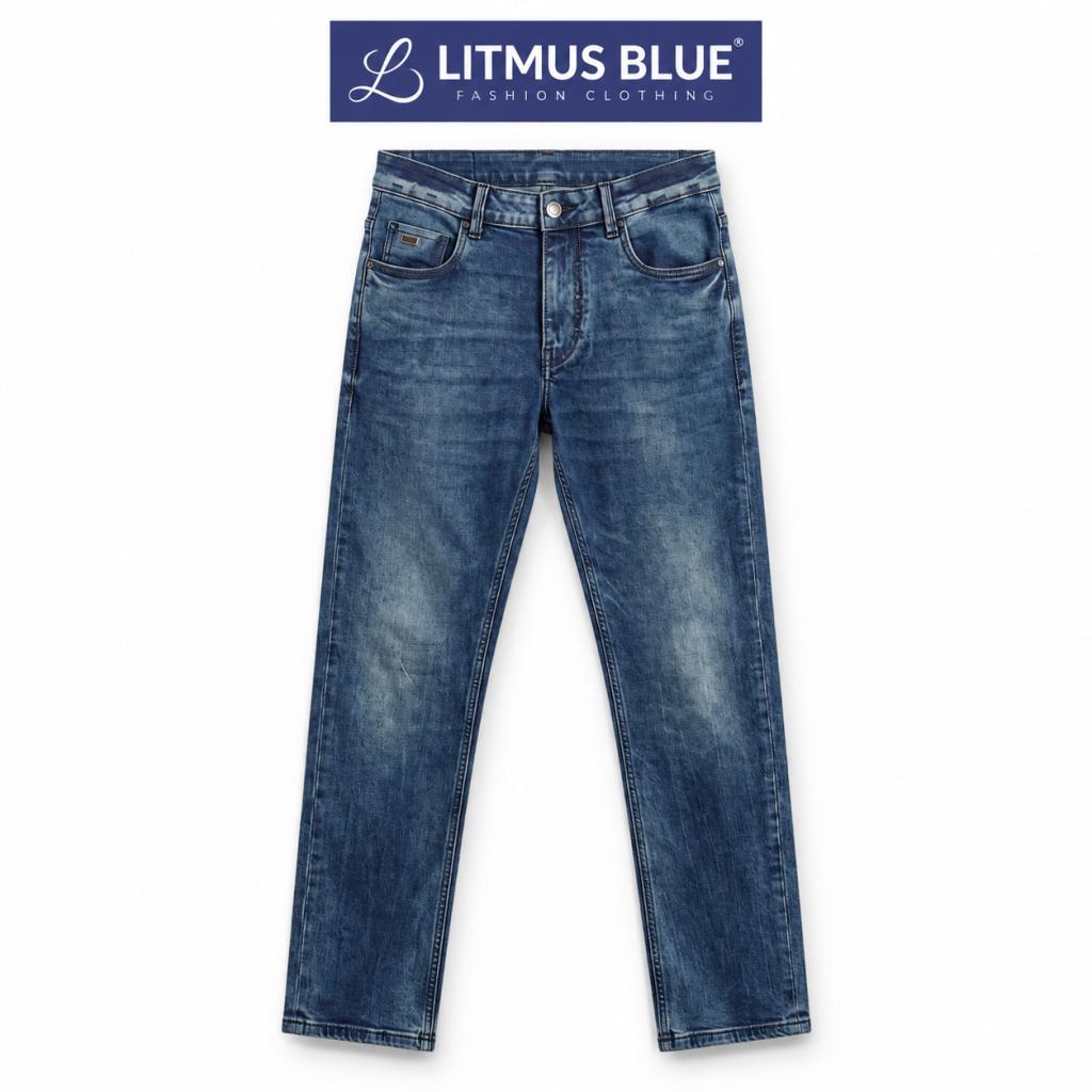 Men’s Dark Blue Slim Fit Jeans | Washed Denim Casual Wear