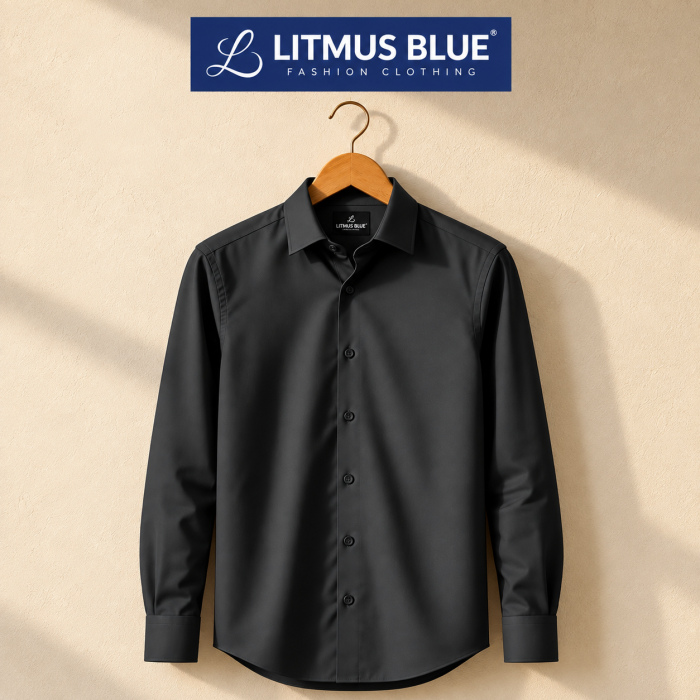 Men’s Black Formal Shirt | Full Sleeve Regular Fit Shirt