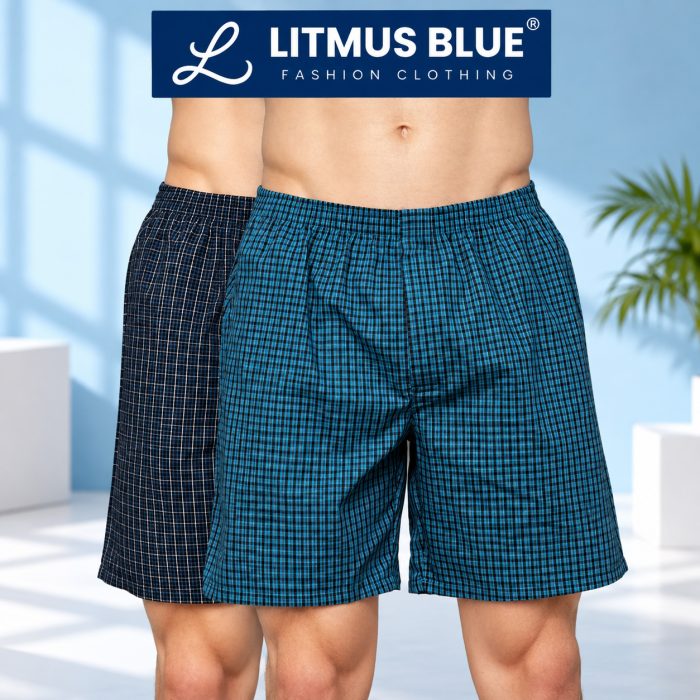 Men’s Checkered Cotton Boxer Shorts – 2 Pack