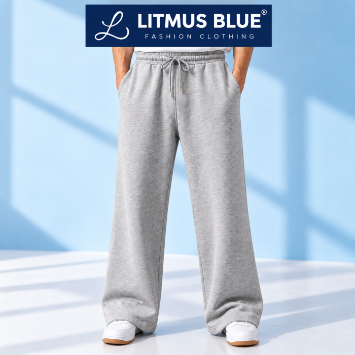 Men’s Light Grey Wide-Leg Sweatpants