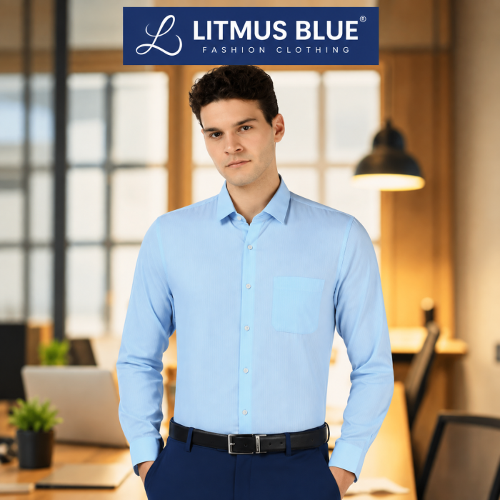 Men’s Light Blue Formal Full Sleeve Shirt